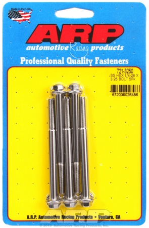 ARP "1/4""-28 x 3.250 hex SS bolts" (5pcs)