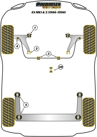 Front Lower Engine Mount Powerflex Polyurethane Bush Black Series Citroen AX Mk1 & 2 (1986-1998) PFF50-106BLK
