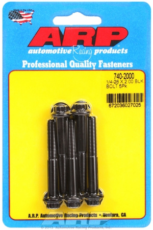 ARP "1/4""-28 x 2.000 12pt black oxide bolts" (5pcs)