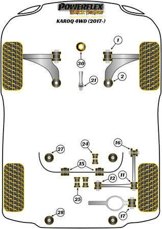 Hinterer Hilfsrahmen Hintere Montagebuchse Powerflex Polyurethanbuchse Black Series Skoda Karoq (2017 on) Karoq 4WD PFR85-828BLK