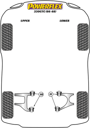 Hintere untere Querlenker-Innenbuchse Powerflex Polyurethanbuchse Road Series Ferrari 330GTC (1966 - 1968) PF17-200