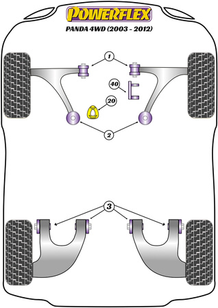 Első kar hátsó persely Powerflex poliuretán szilent Road Series Fiat Panda Gen 2 169 4WD (2003-2012) PFF16-502