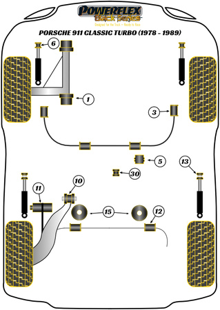 Stabilisatorbuchse vorne 20mm Powerflex Polyurethanbuchse Black Series Porsche 911 Classic (1978 - 1989) Turbo PFF57-403-20BLK