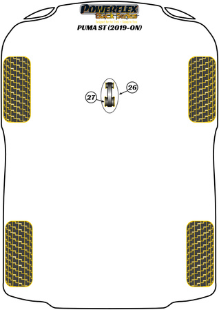 Alacsonyabb nyomatékú nagy perselybetét Powerflex poliuretán szilent Black Series Ford Puma Puma ST (2019-on) PFF19-2227BLK