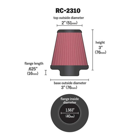 Universal cone filter K&N - RC-2310