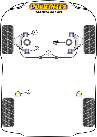 Tylne odboje Powerflex Road Series Peugeot 205 GTi  (1985-1998) BS007