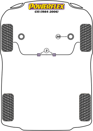Anti Roll Bar Bush 23mm Powerflex Polyurethane Bush Road Series Citroen C15 (1984-2006) PFF50-215-23