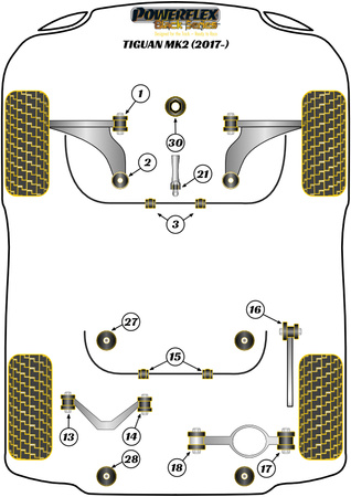 Tylna tuleja drążka stabilizatora 21.7mm Powerflex Black Series Volkswagen Tiguan Models & Tiguan AD/BW MK2 (2017 on) PFR85-815-21.7BLK