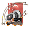 Zestaw tarcze hamulcowe przednie DBA 4000 series - T3 - DBA42166S + Klocki hamulcowe przednie DBA Brake Pads Xtreme Performance Hawk HB805x.615 - DB9021XP + Przewody hamulcowe HEL w oplocie FORD Mustang 6th Generation