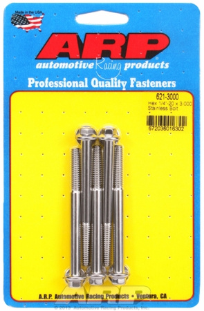 ARP "1/4""-20 x 3.000 hex SS bolts" (5pcs)