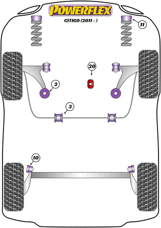 Vordere Federbein Top Mount Buchse Powerflex Polyurethanbuchse Road Series Skoda Citigo (2011 -) PFF85-430