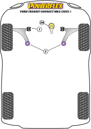 Unterer Einsatz des Motorlagers Powerflex Polyurethanbuchse Road Series Ford Transit Transit Connect MK2 - (2013 - 2021) PFF19-1220