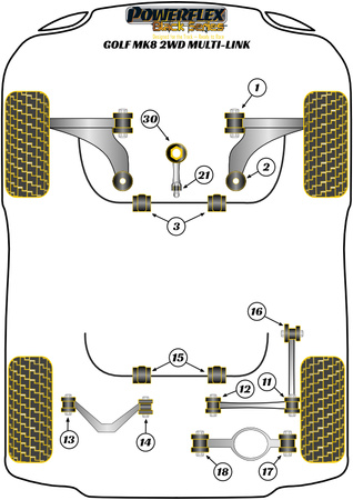 Stabilisatorbuchse vorne 21,7 mm Powerflex Polyurethanbuchse Black Series Volkswagen Golf Golf MK8 (2020 - ) Golf MK8 2WD Multi-Link (2020 -) PFF85-803-21.7BLK