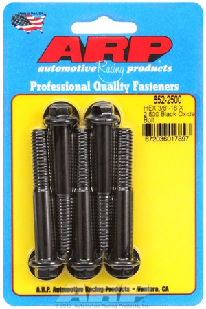 ARP "3/8""-16 X 2.500 hex black oxide bolts" (5pcs)