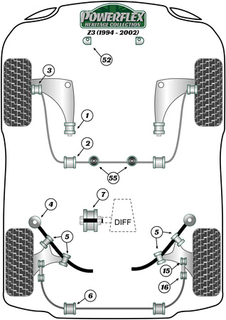Tuleja tylnej belki Powerflex Heritage Collection BMW Z Series & Z3 inc M (1994 - 2002) PFR5-311H