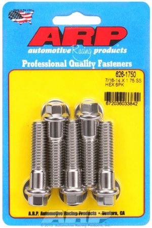 ARP "7/16""-14 X 1.750 hex SS bolts" (5pcs)
