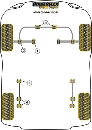 Hinterer Längslenker an Nabenbuchse Powerflex Polyurethanbuchse Black Series Suzuki Ignis (2000-2008) PFR73-206BLK