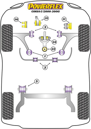Tylna tuleja przedniego wahacza Powerflex Road Series Vauxhall / Opel Corsa Models & Corsa C (2000-2006) PFF80-1001