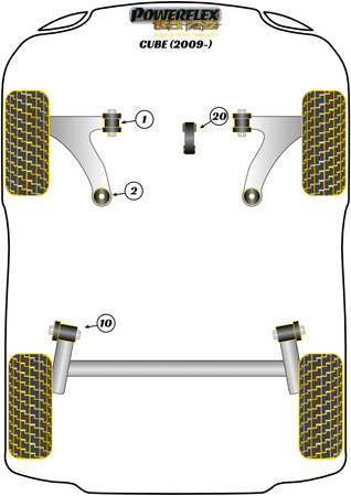 Front Arm Rear Bush Caster Offset  Powerflex Polyurethane Bush Black Series Nissan Cube (2009 on ) PFF60-902GBLK