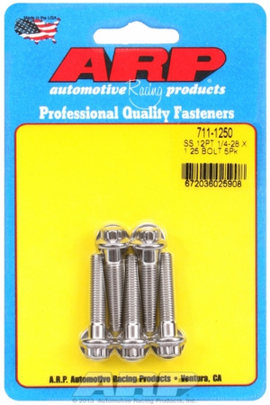 ARP "1/4""-28 x 1.250 12pt SS bolts" (5pcs)