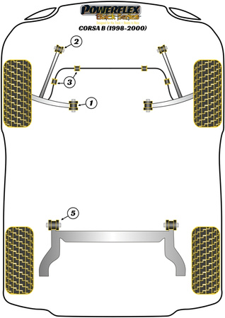 Priekinė kaklaraištis prie važiuoklės Powerflex poliuretano įvorė Black Series Vauxhall / Opel Corsa Models Corsa B (1993-2000) Corsa B (1998-2000) PFF80-204BLK