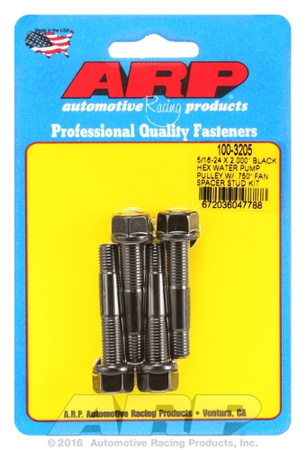 ARP 5/16-24x2.000 black hex WP pulley w/.750" fan spcr stud