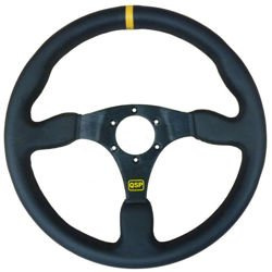 Leather steering wheel QSP 3 spoke 350mm flat