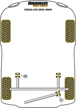 Hintere Panhardstange an Trägerbuchse Powerflex Polyurethanbuchse Black Series Toyota Tercel L50 (1994-1999) PFR76-414BLK