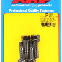ARP 5/16-24x1.500 black hex WP pulley w/.250" fan spcr stud