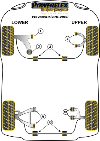 Első alsó keresztlHUNőkaros hátsó persely Powerflex poliuretán szilent Black Series Aston Martin V12 ZAGATO (2011-2012) PFF2-102BLK