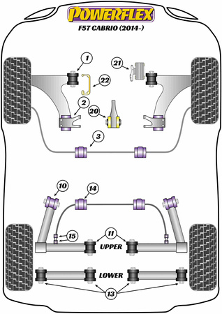 Hintere Stabilisatorbuchse 21.8mm Powerflex Polyurethanbuchse Road Series Mini F57 Cabriolet (2014 - on) PFR5-1314-21.8