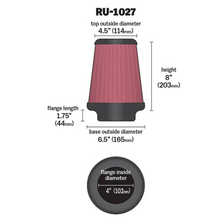K&N Universal-Kegelfilter RU-1027