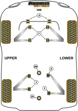 Front Anti Roll Bar Bush 22.2mm Powerflex Polyurethane Bush Black Series Lotus Elise (1996 - 2021) 111R (2001-2011) PFF34-203-22.2BLK