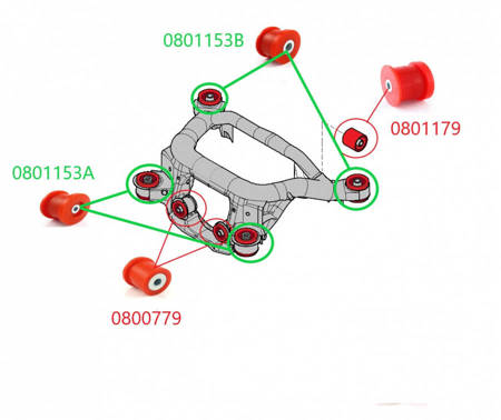 Tengelyfelfüggesztés persely (első / hátsó) - MPBS: 0800779 BMW 3 E36, E46,