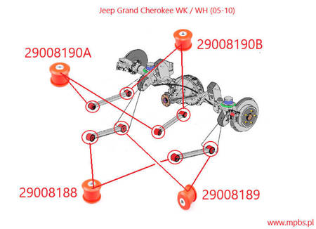 Tuleja wahacza tylnego dolnego - przednia  MPBS: 29008188 Jeep Grand Cherokee III WK/WH,