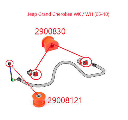 Zestaw tulei zawieszenia - (bez tulei mostu przedniego)- MPBS: 2900801 Jeep Grand Cherokee III WK/WH,