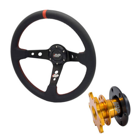 Kierownica sportowa skórzana 350/90 IRP + Naba Quick Release IRP