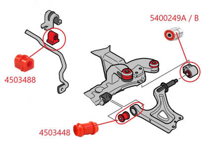 Pakabos įvorės komplektas - MPBS: 5400201 Saab 9-5 I