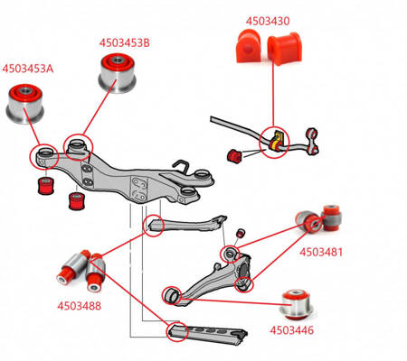 Pakabos įvorės komplektas - MPBS: 5400201 Saab 9-5 I