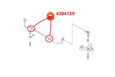 Priekinė siūbavimo juostos įvorė – MPBS: 4304129 Ford Maverick I, Nissan Cabstar, Serena I (1991, 2002), Terrano II