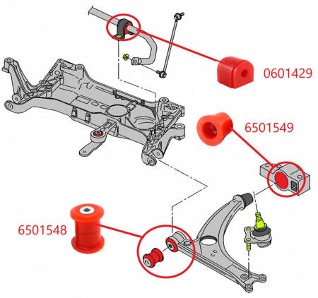 Priekinės pakabos komplektas - MPBS: 0601402 Audi A3 II, S3 TT I, Seat Altea, Leon Toledo Skoda Octavia Volkswagen Golfas V, VI, Jetta Passat B6, CC,