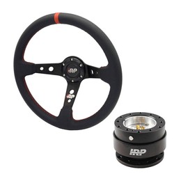 Kierownica sportowa skórzana 350/90 IRP + Naba Quick Release IRP typu Ball