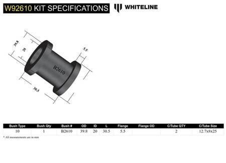 Tuleja poliuretanowa stabilizator dźwigni zmiany biegów Whiteline - W92610 Acura Integra DA Honda Civic VI CR-V Rd1-rd3