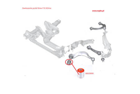 Tuleja wahacza przedniego, dolnego - przednia - MPBS: 0802909X BMW 5 F07 Gran Turismo, F10 / F11 F18, 6 F06 Coupe, F12 F13, 7 F01 F02 F03 F04,