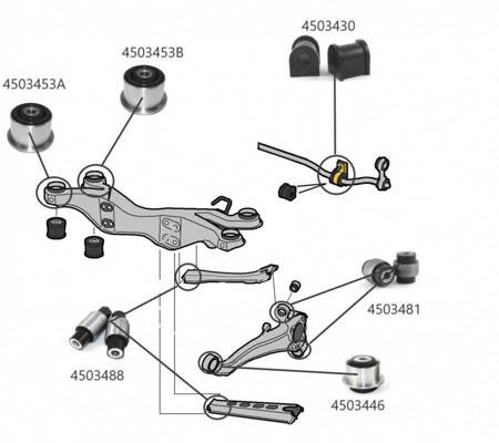 Tuleje wahacza tylnego wzdłużnego (przednia) - MPBS COMFORT SERIES: 4503446 Opel Omega B, Vectra