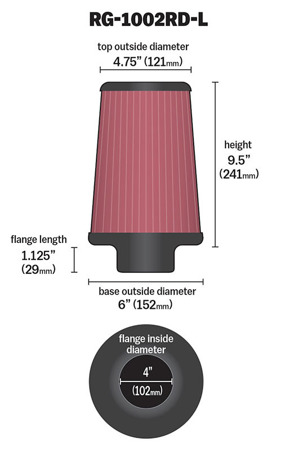 Uniwersalny filtr stożkowy K&N RG-1002RD-L